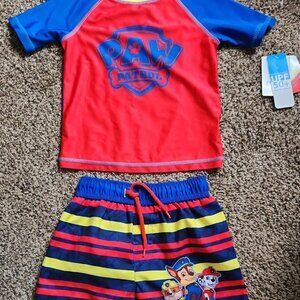 Toddler Boy Paw Patrol Rash Guard Top & Swim Trunks Set 3T